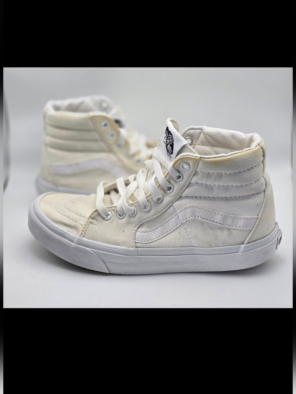 Vans Old Skool Sk8 Hi High Tops Sneakers White Cream Shoes Men's 6.5 / Women's 8